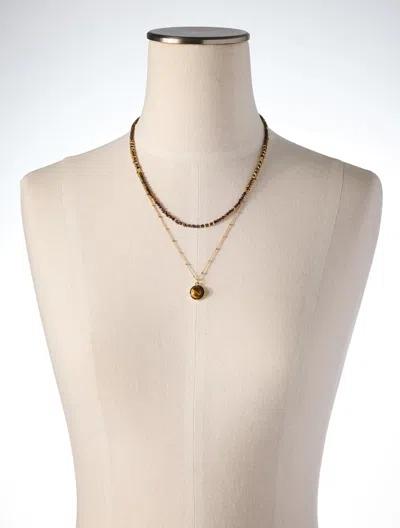 Talbots Multi-layer Semi Necklace - Tigers Eye/gold - 001  In Tigers Eye,gold