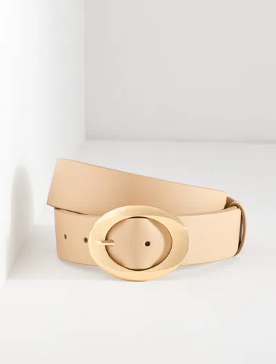 Talbots Nappa Sculpted Buckle Belt - Sesame - Large  In Gold