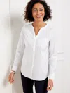 Talbots Non-iron Band Collar Button Front Shirt - White - 22  In White