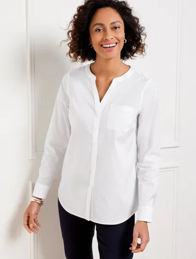 Talbots Non-iron Band Collar Button Front Shirt - White - 22