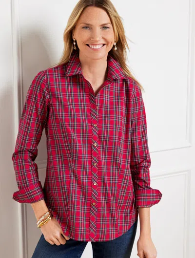 Talbots Non-iron Perfect Shirt - Yuletide Tartan - Red - 20