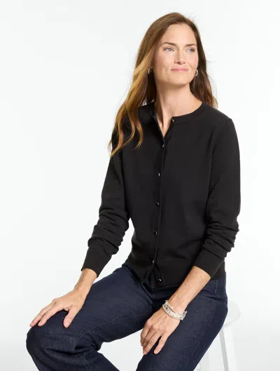 Talbots Occasion Crewneck Cardigan Sweater - Black - Xs