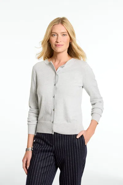 Talbots Occasion Crewneck Cardigan Sweater - Metallic - Grey Sky Heather - Xs