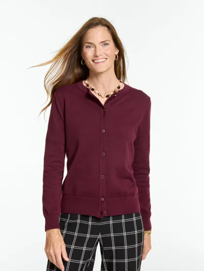 Talbots Occasion Crewneck Cardigan Sweater - Rich Burgundy - Small
