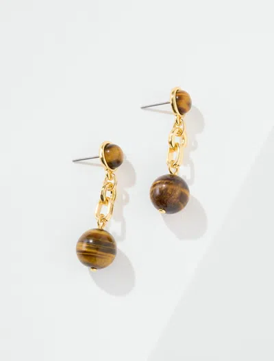Talbots Odette Tiger's Eye Drop Earrings - Tigers / Gold - 001  In Tigers Eye,gold