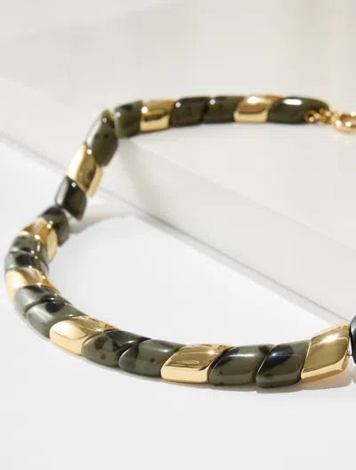 Talbots Olive Swirl Necklace - Burnt Olive / Gold - 001  In Burnt Olive,gold