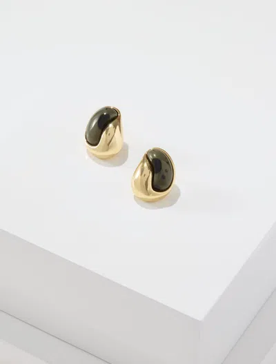 Talbots Olive Swirl Stud Earrings - Burnt Olive / Gold - 001  In Burnt Olive,gold