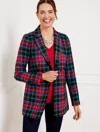 Talbots Plus Size - Open Front Blazer - Log Fire Plaid - Nero - 22  In Nero