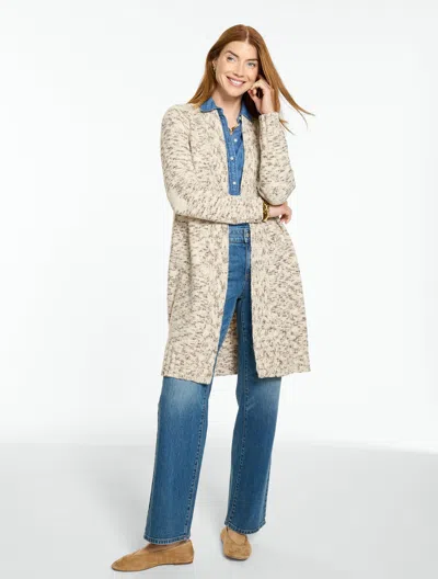 Talbots Open Front Duster Cardigan Sweater - Marl - Mochaccino - Xs