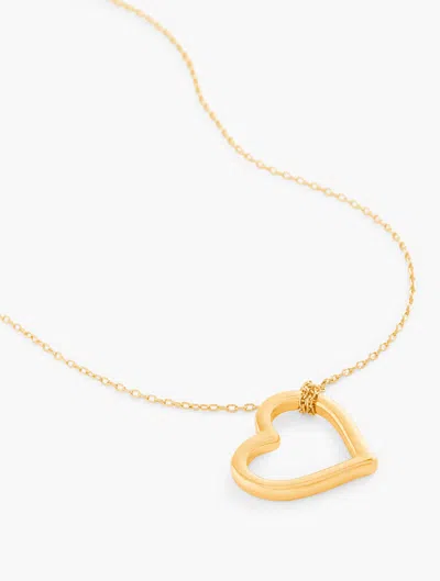 Talbots Open Heart Pendant Necklace - Gold - 001