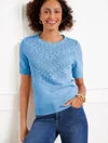 Talbots Open Stitch Crewneck Sweater - Blue Hydrangea - 2x