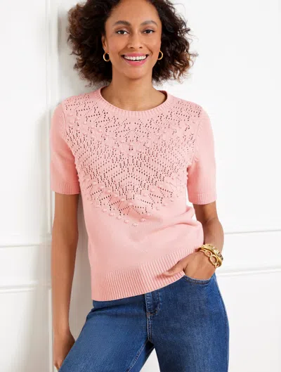Talbots Open Stitch Crewneck Sweater - Warm Blush - 2x  In Warm Blush