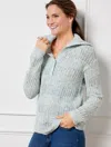 Talbots Plus Size - Open Stitch Sailor Collar Sweater - Spray Tape - Two Tone - 3x - 100% Cotton  In Two Tone