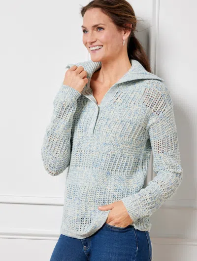 Talbots Plus Size - Open Stitch Sailor Collar Sweater - Spray Tape - Two Tone - 3x - 100% Cotton