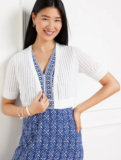 Talbots Open Stitch Shrug - White - Large