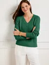 Talbots Open Stitch V-neck Sweater - Heritage Green - 3x - 100% Cotton