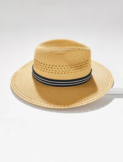 Talbots Open Weave Straw Hat - Natural/blue - 001  In Multi