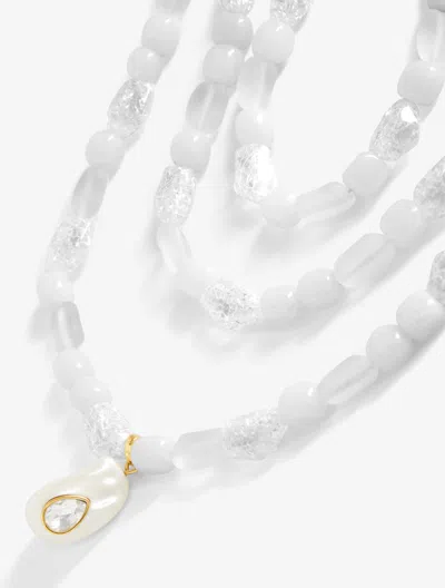 Talbots Organic Bead Layered Necklace - White/gold - 001  In White,gold