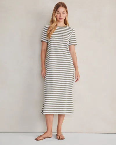 Talbots Organic Cotton Interlock Striped T-shirt Dress - White Vetiver - Xl