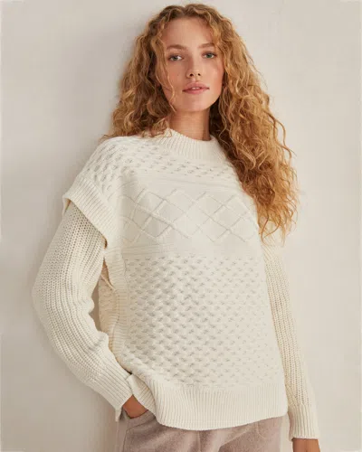 Talbots Organic Cotton Layered Knit Sweater - Bone - Xxl