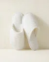 Talbots Organic Cotton Terry Ripple Slippers - White - Medium