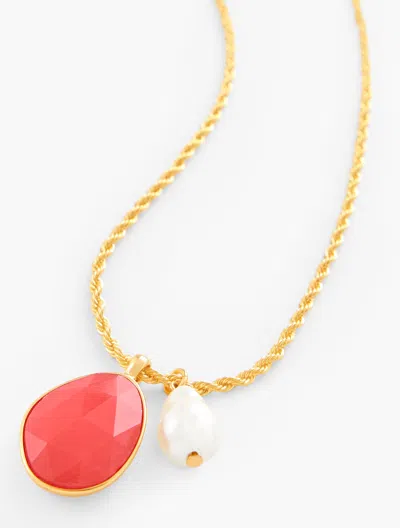 Talbots Organic Pendant Necklace - Lovely Coral/gold - 001  In Red