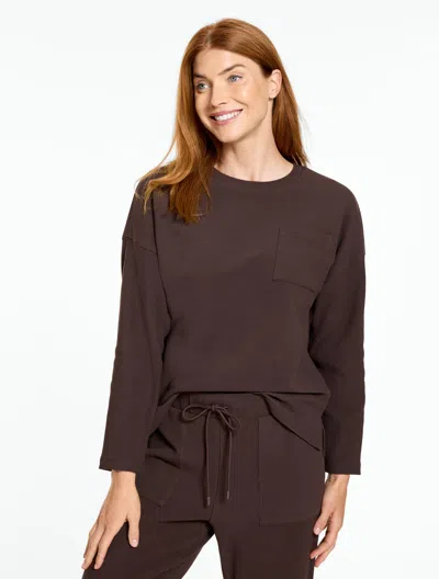 Talbots Ottoman Rib Crewneck Sweater Pullover - Rich Cacao - Xs