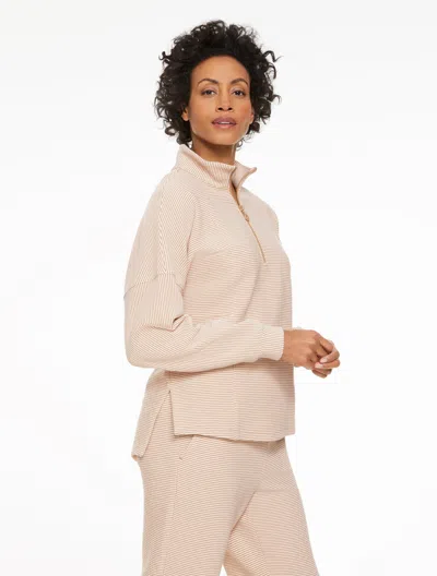 Talbots Ottoman Rib Half-zip Pullover Sweater - Sesame/white - Xl