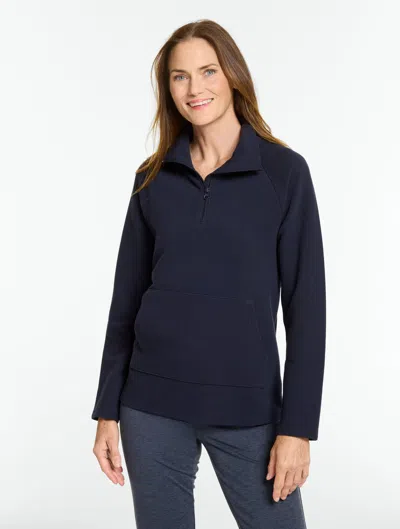 Talbots Ottoman Rib Half-zip Pullover Sweater - Blue - Xs