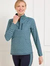 TALBOTS PETITE - OUT & ABOUT HALF-ZIP PULLOVER SWEATER - FASCINATING SCALLOP - INK - SMALL TALBOTS