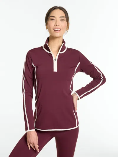 Talbots Out & About Half-zip Pullover Sweater - Contrast Stripe - Rich Burgundy - Xs