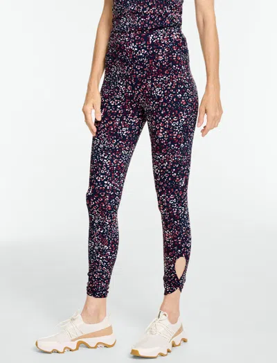 Talbots Out & About Twist Capri Leggings - Leopard Kaleidoscope - Indigo Blue/rich Burgundy - Xs  In Indigo Blue,rich Burgundy
