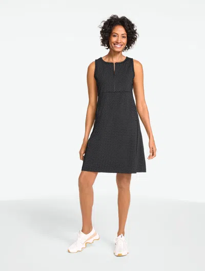 Talbots Out & About Zip Front Dress - Posh Dot - Black/white - Xl  In Multi