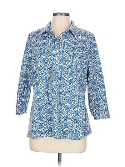 Pre-owned Talbots Outlet 3/4 Sleeve Blouse In Blue