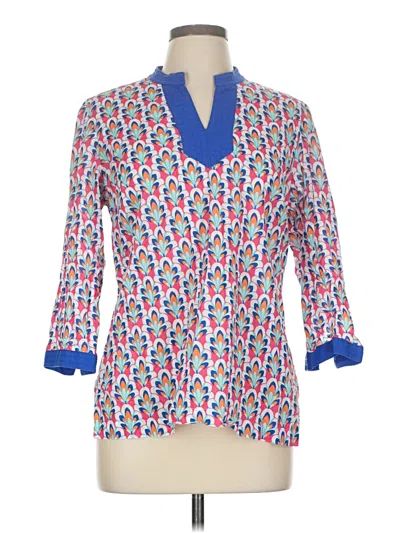 Pre-owned Talbots Outlet 3/4 Sleeve Blouse In Blue