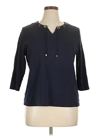 Pre-owned Talbots Outlet 3/4 Sleeve Blouse In Blue