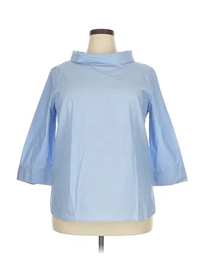 Pre-owned Talbots Outlet 3/4 Sleeve Blouse In Blue