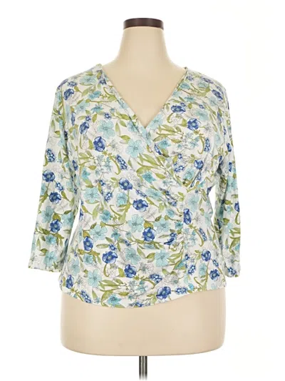 Pre-owned Talbots Outlet 3/4 Sleeve Blouse In Blue