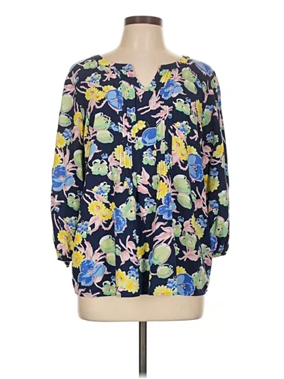 Pre-owned Talbots Outlet 3/4 Sleeve Blouse In Blue