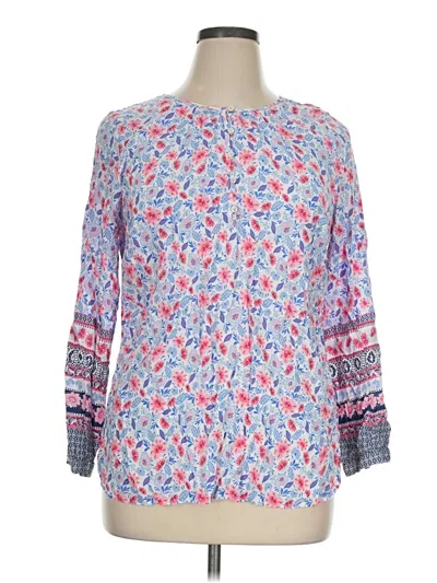 Pre-owned Talbots Outlet 3/4 Sleeve Blouse In Blue