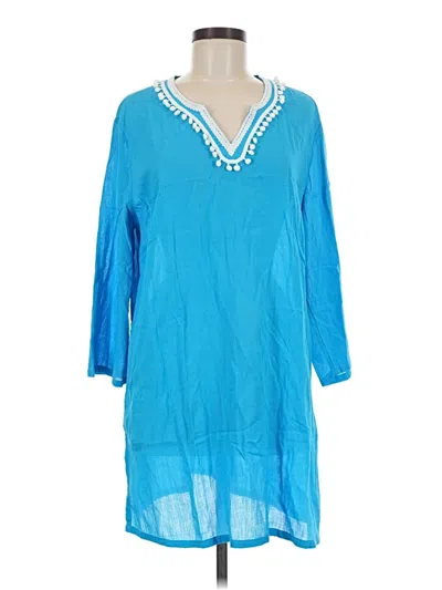 Pre-owned Talbots Outlet 3/4 Sleeve Blouse In Blue