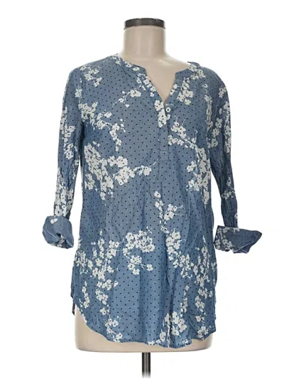Pre-owned Talbots Outlet 3/4 Sleeve Blouse In Blue