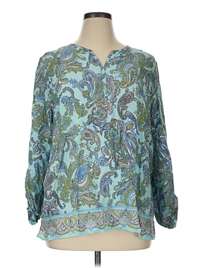 Pre-owned Talbots Outlet 3/4 Sleeve Blouse In Blue