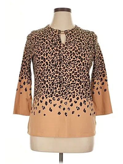 Pre-owned Talbots Outlet 3/4 Sleeve Blouse In Brown