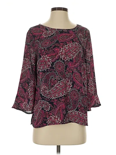 Pre-owned Talbots Outlet 3/4 Sleeve Blouse In Burgundy