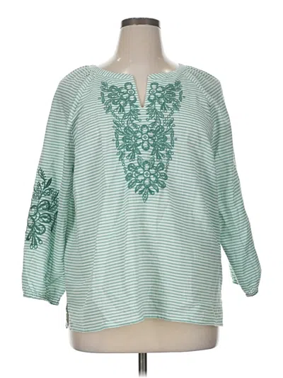 Pre-owned Talbots Outlet 3/4 Sleeve Blouse In Green