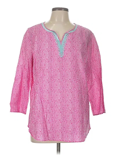 Pre-owned Talbots Outlet 3/4 Sleeve Blouse In Pink