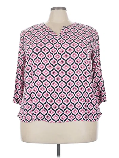 Pre-owned Talbots Outlet 3/4 Sleeve Blouse In Pink