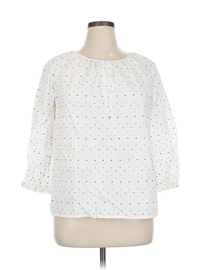 Pre-owned Talbots Outlet 3/4 Sleeve Blouse In White