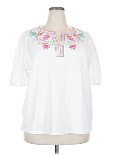 Pre-owned Talbots Outlet 3/4 Sleeve Blouse In White